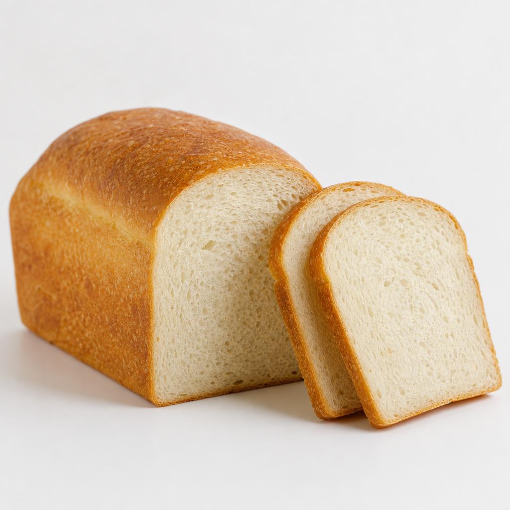 A sliced sourdough sandwich loaf