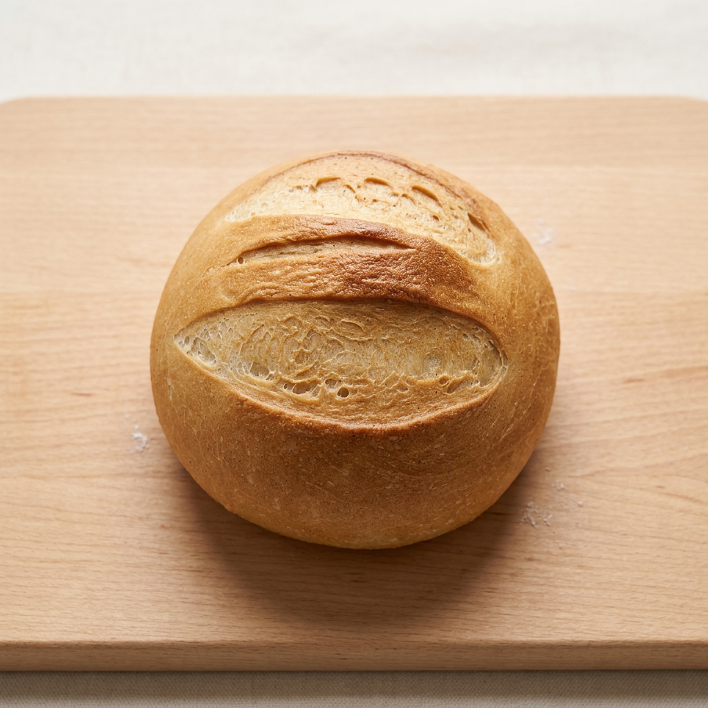 Traditional sourdough boule with crackling crust